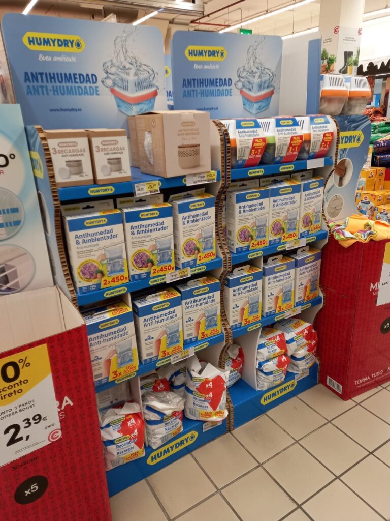 Display modular Humydry em placa estruturada — solução para gôndolas de varejo